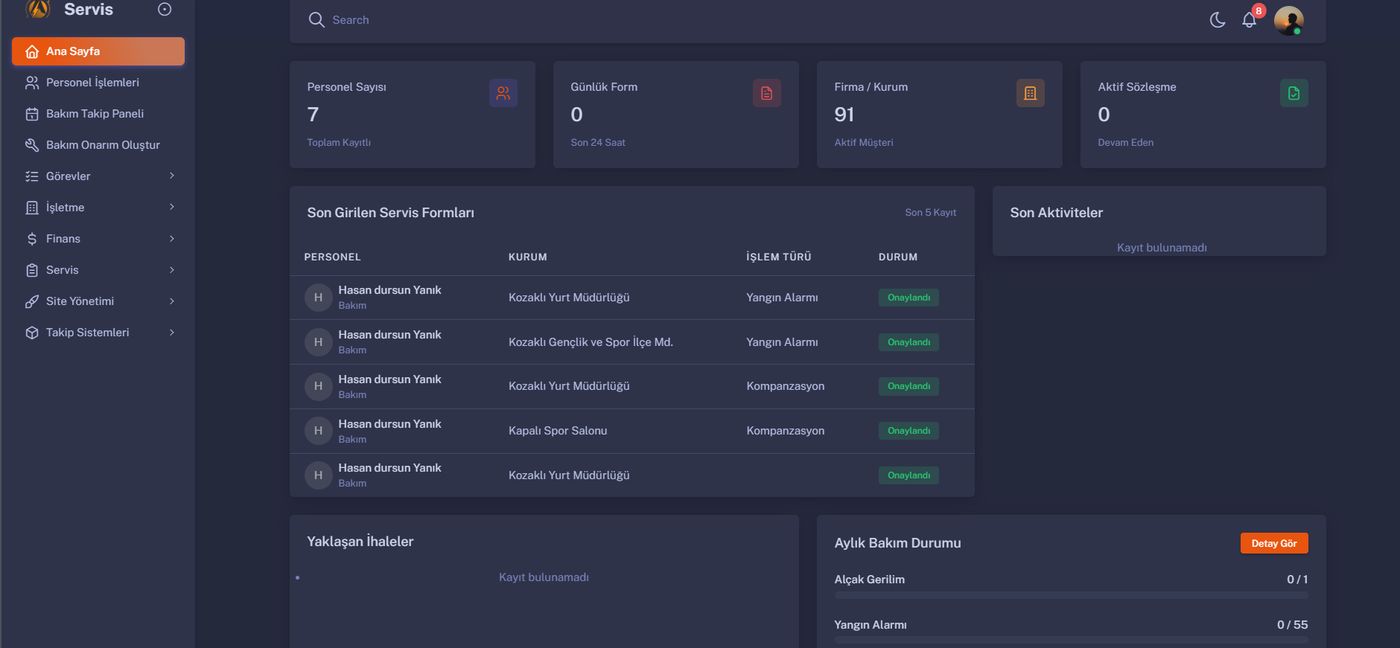 Asya Enerji field service dashboard