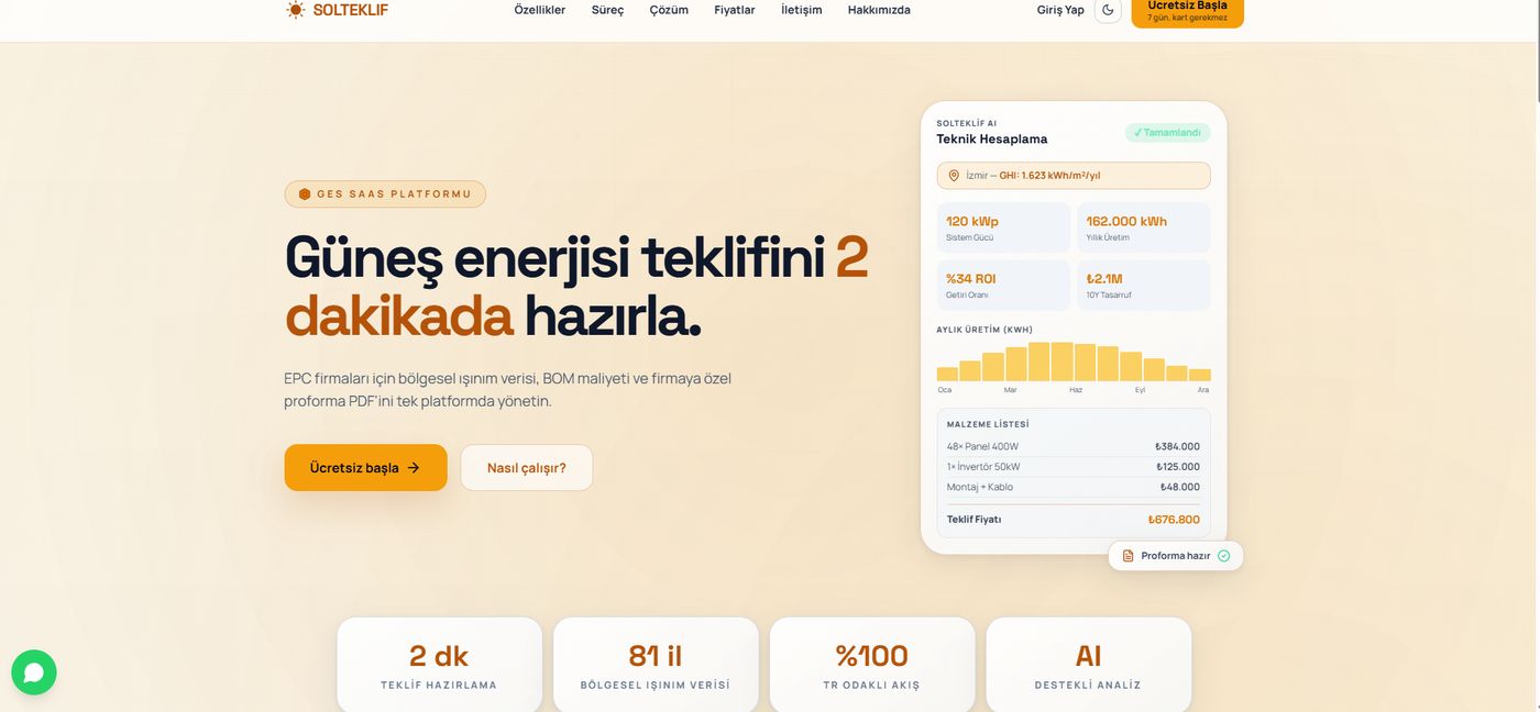 Solteklif solar energy quote panel